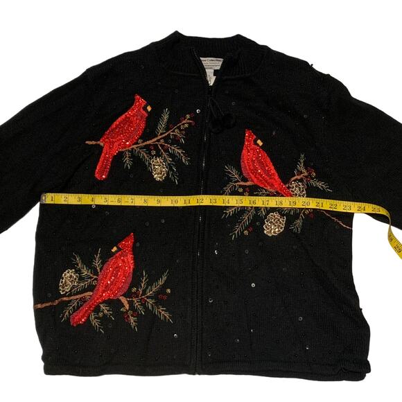 HEIRLOOM COLLECTIBLES CHRISTMAS COLLECTION 26-28 Cardinal Cardigan Zip Front - Picture 3 of 5